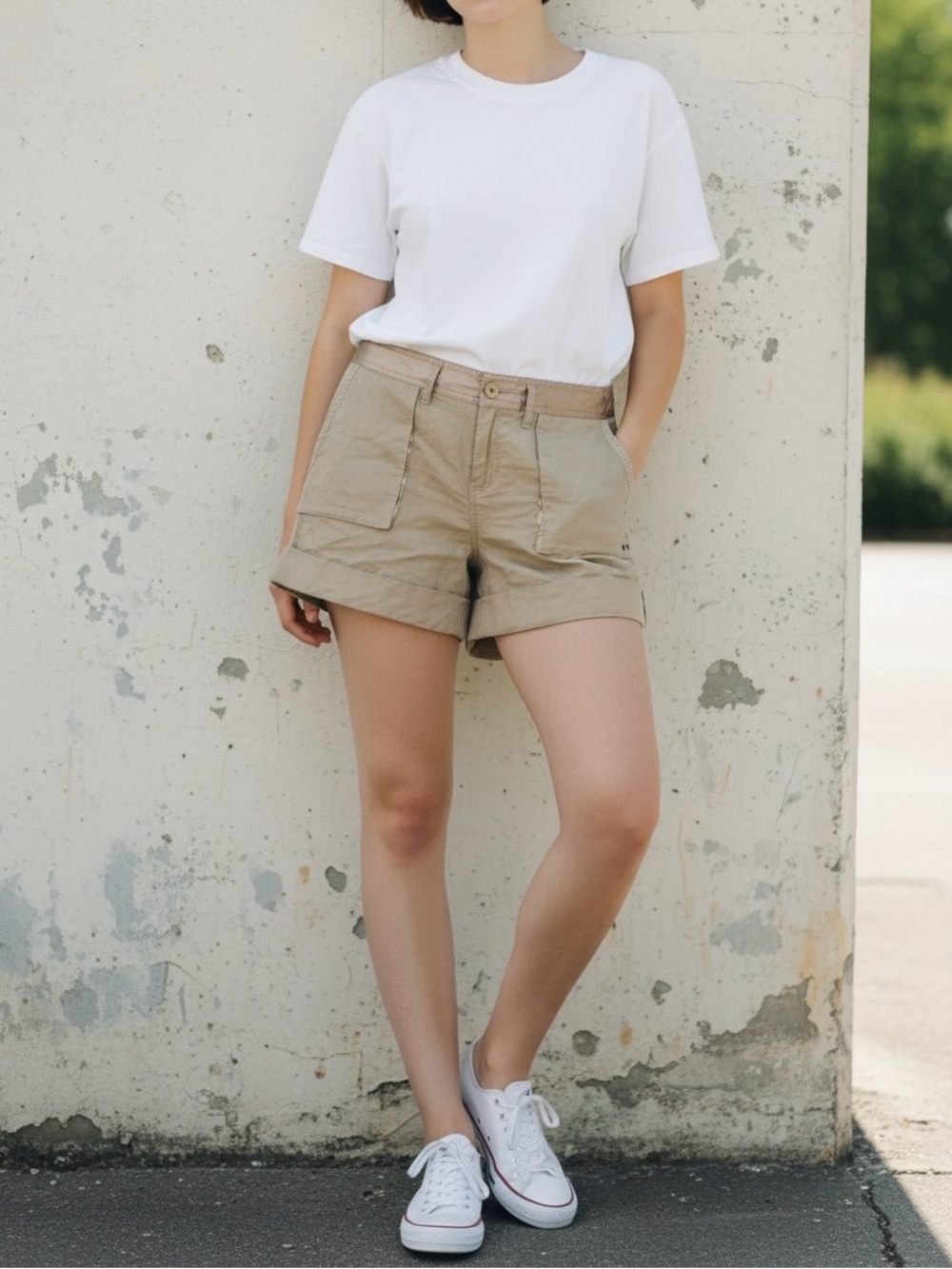 Converse One Star Linen Blend Utility Shorts Size 10 Quiet Luxury Beige